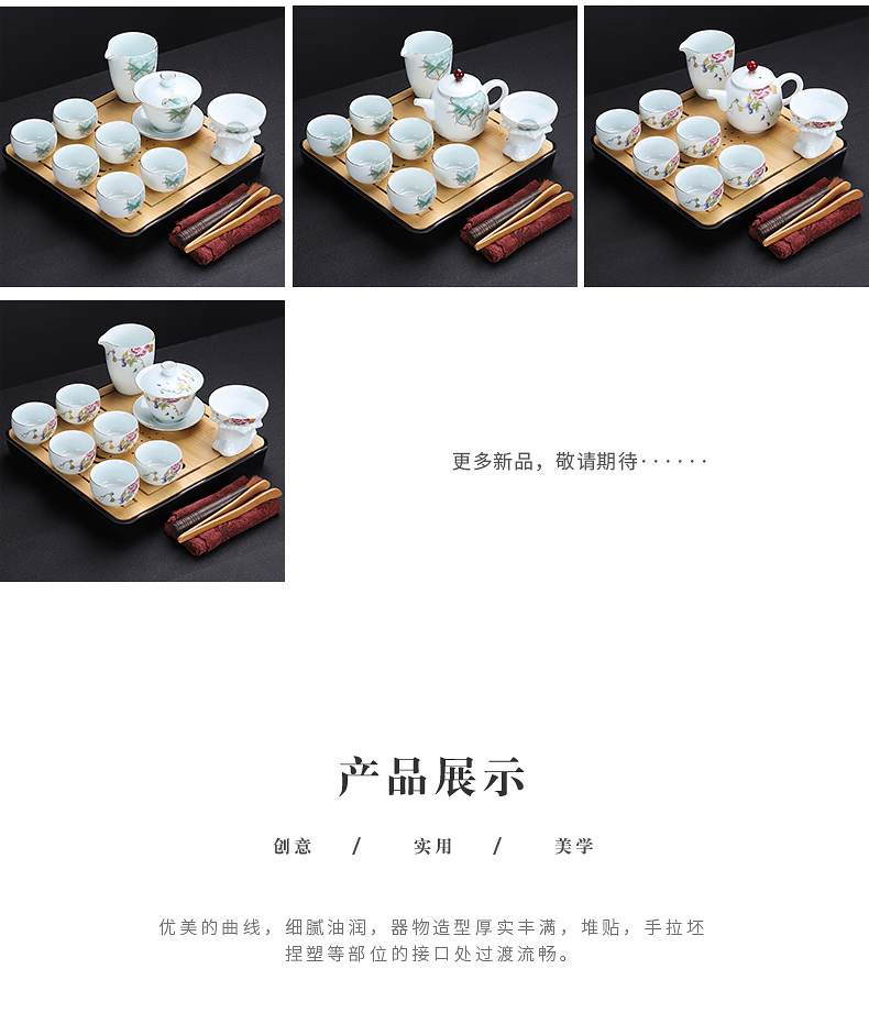 In building a complete set of blue white porcelain kung fu tea set shadow green tea tureen tea tea see colour porcelain tea set