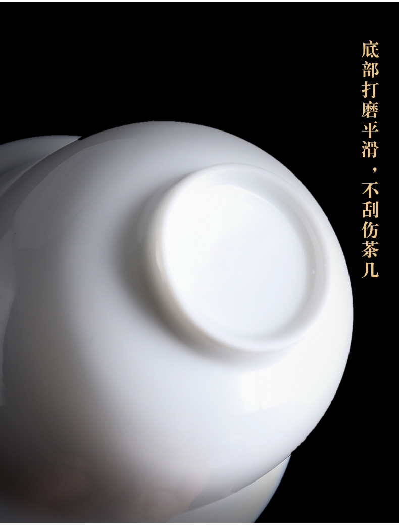 Sweet white hole hidden floor tureen them only three bowl of thin body ceramic cups kung fu tea mercifully large bowl