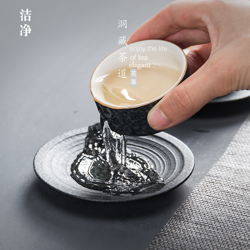 In building insulation pad bluestone glaze Japanese creative ceramic pot mat cup mat kung fu tea set coarse pottery tea cup