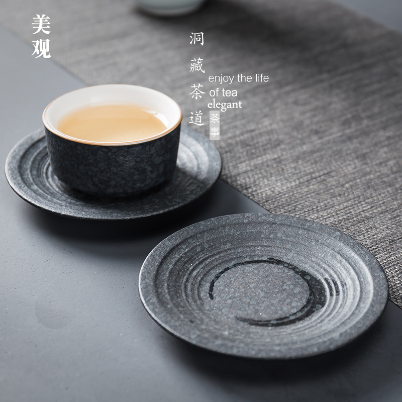 In building insulation pad bluestone glaze Japanese creative ceramic pot mat cup mat kung fu tea set coarse pottery tea cup