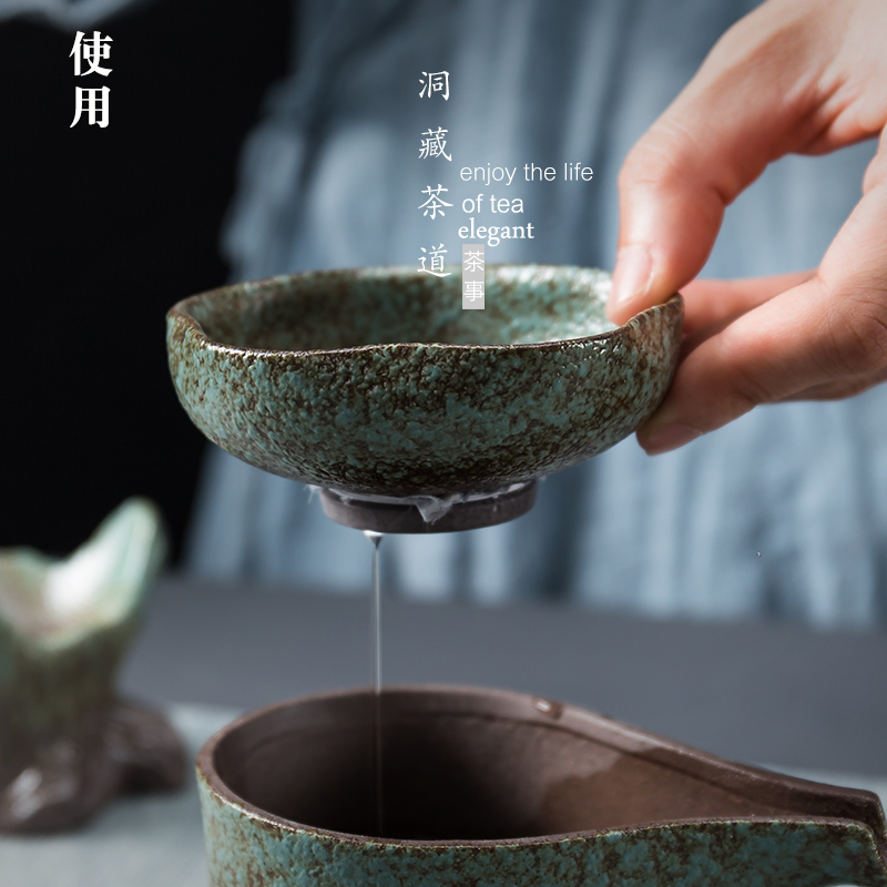 Restoring ancient ways in building coarse pottery tea filter) coarse pottery creative household automatic filter ceramic kunfu tea strainer