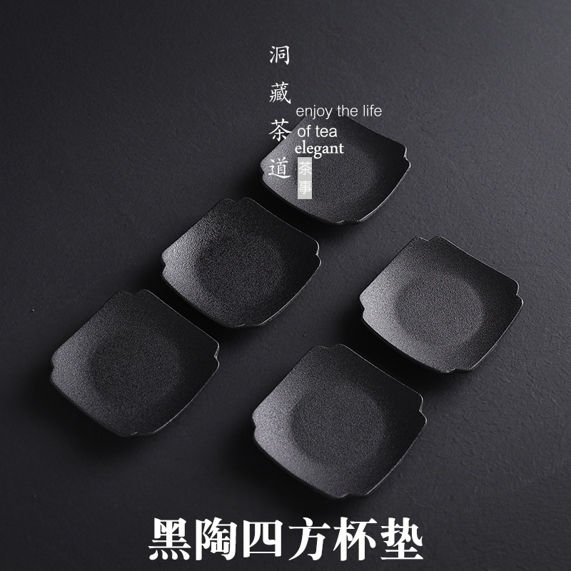 In building ceramic cup mat pot pad Japanese coarse pottery prevent hot insulation, anti - skid tow cups of black tea accessories