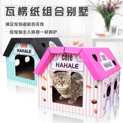 Carton combination cat nest pet in wine cafe Cat house paper room corrugated cat nest