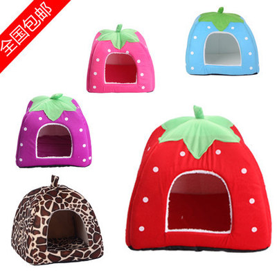  Strawberry Nest Kitten Kennel Kennel Small Pets Overwinter Warm Cotton Covets Thickened Cotton Stock Firm Warm