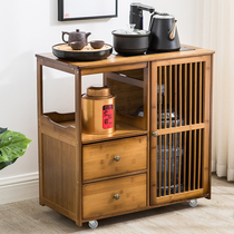 Mobile tea cabinet household small tea cabinet automatic boiling water to make tea one set bucket tea tea set storage shelf