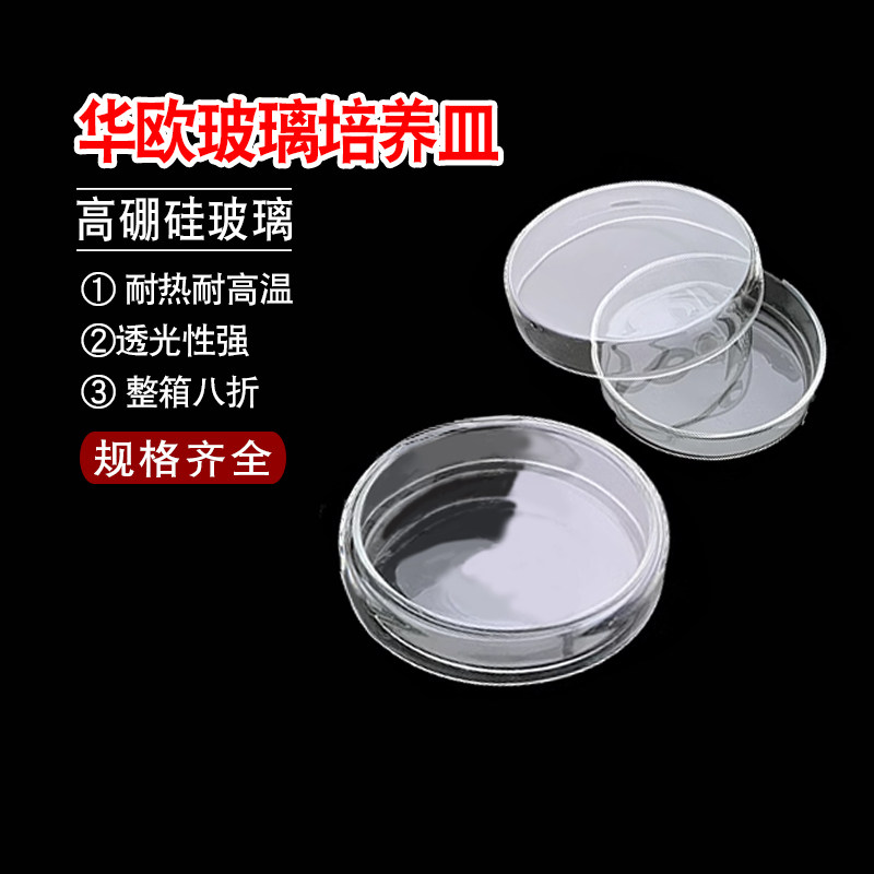 华鸥玻璃培养皿  细菌 细胞 乳酸菌 高硼硅耐高温培养平皿筒 90mm