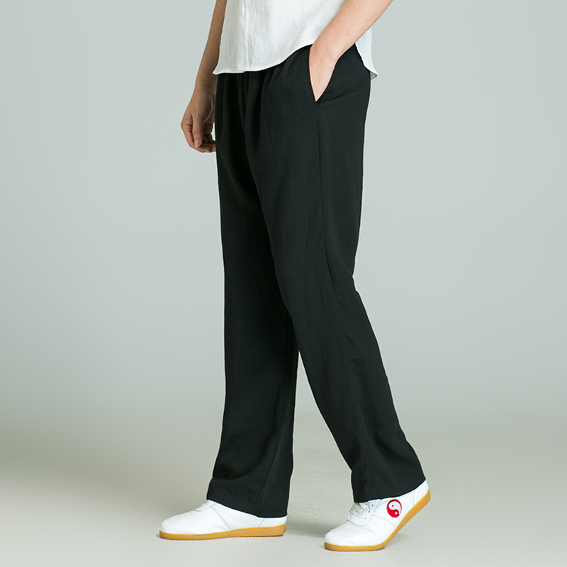 Wunong Tai Chi clothing pants linen summer new men and women morning exercise martial arts straight pants loose casual pants