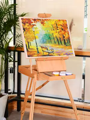 Imported beech lifting solid wood easel Portable oil painting box sketching oil painting frame Wooden multi-function adult portable art painting toolbox Bracket-type out-of-office sketching box folding shelf
