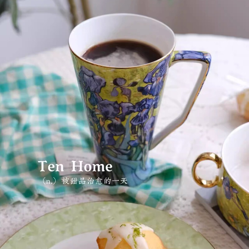 British Natural Sketching Iris Kraftland Hummingbird Tall Lyon Cup Large Capacity Single Cup High Bone China Gift British Natural Sketching Iris Kraftland Hummingbird Tall Lyon Cup Large Capacity Single Cup High Bone China Gift