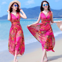 Beach Dress 2023 New Summer Sleeveless Flower Sleeverless Skirt Snow Spink Gauging Zazhi Bohemian Mom Dress