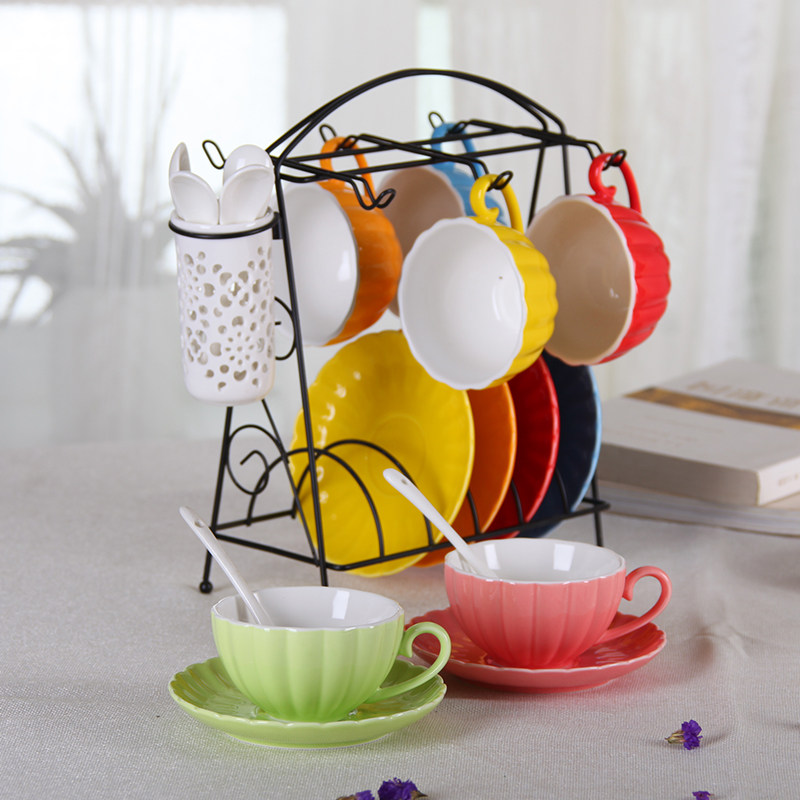 Eurostyle tea set Home Creative coffee cup with disc scoop Bone Porcelain Mark Water Mug Ceramic Minima Coffee Cup Suit