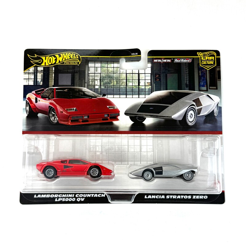 Hot Wheels Hbl96 Twin Cars Lamborghini Countach Lp5000 Qv / Lancia