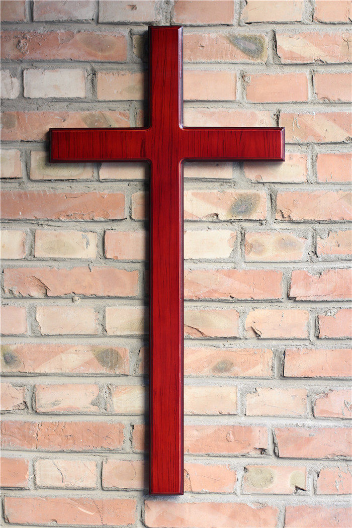 80 Cm Oak Cross Wine Red Ribbon Wood Grain Wall-mounted Wall Sticker