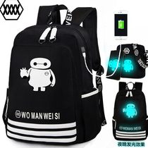 Three 3 4 five (5) six Grade 6 shoulder bag boy glow-in-the-dark charging pupils Big Boy fashion White