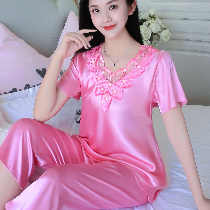 Sleepwear women Summer short sleeves 90% Pants Summer Two Style Suits of Ice Silk Lady Xia's thinner Exterior Wear Home Clothing