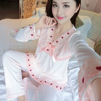 Bộ đồ ngủ nữ dài tay cotton mùa xuân mùa thu Hàn Quốc ngọt ngào nữ dễ thương mùa thu đặt bông mặc đồ ngủ thu đông cho nữ