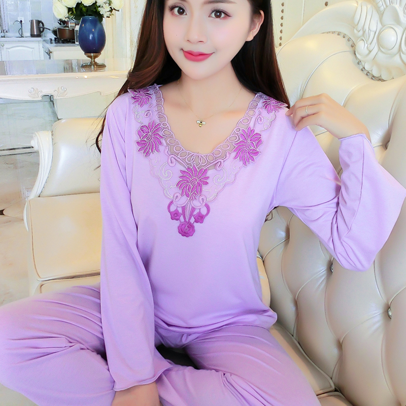 Pajamas Woman Autumn Pure Cotton Long Sleeve Spring Autumn Days Korean Version Full Cotton Two-piece Suit Ladies Cute Summer Thin can be worn outside