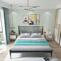 Iron art bed Nordic minimalist light extravagant modern 1 5 m Double 1 8 bed iron bed frame thickened reinforced home master bedroom