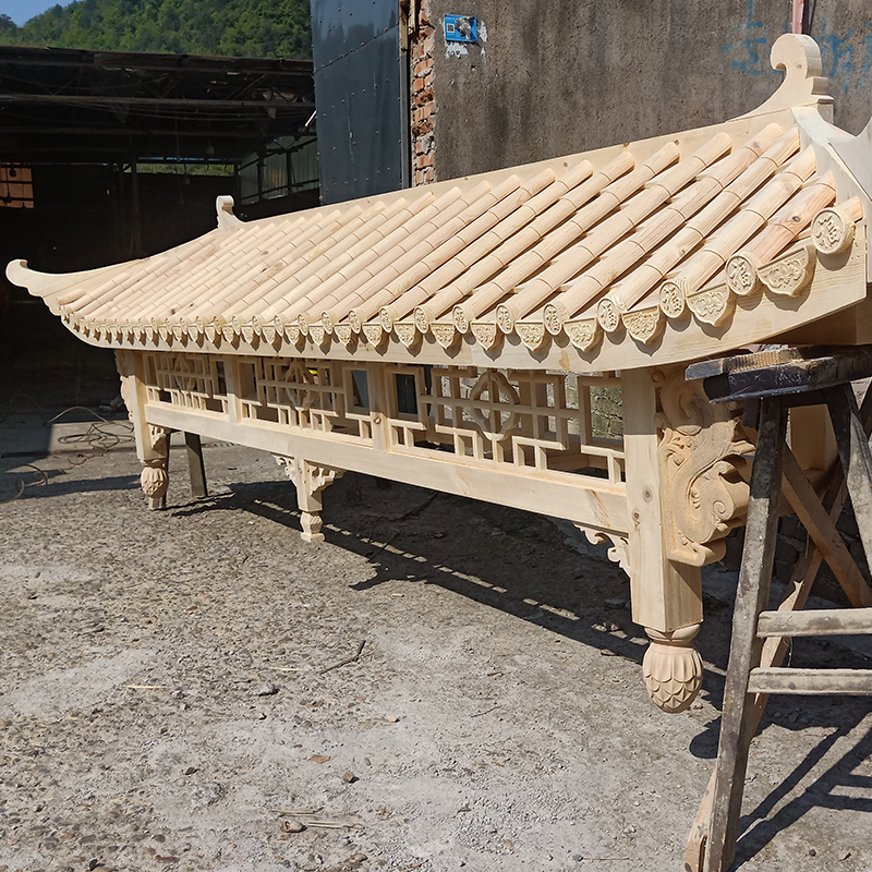 Chinese style antique real wooden house eaves false door head ancient architecture decoration retro cornice wood carving floating eaves bucket arch angle custom made