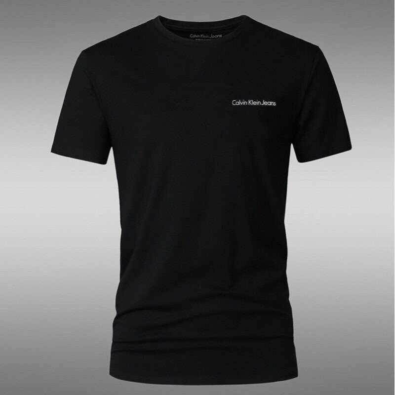 Ck Clothing Short-Sleeved T-Shirt Summer Men's Light Luxury Round Neck T-Shirt Slim Modal Base Layer Large Size Half-Sleeved Men's Clothing