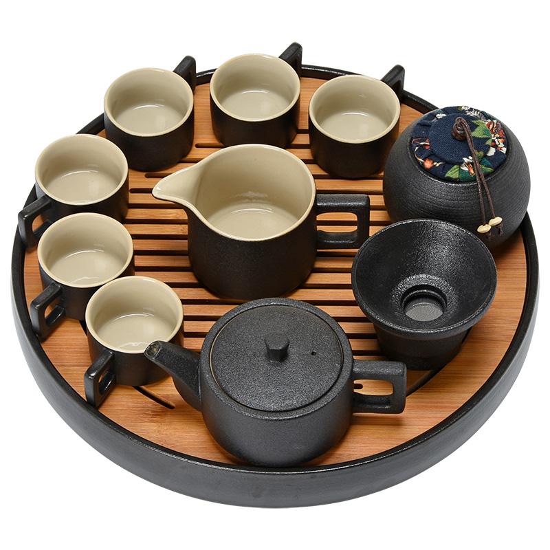 Jun ware kung fu tea set office of black tea tray household small set of restoring ancient ways is the teapot contracted tea cups