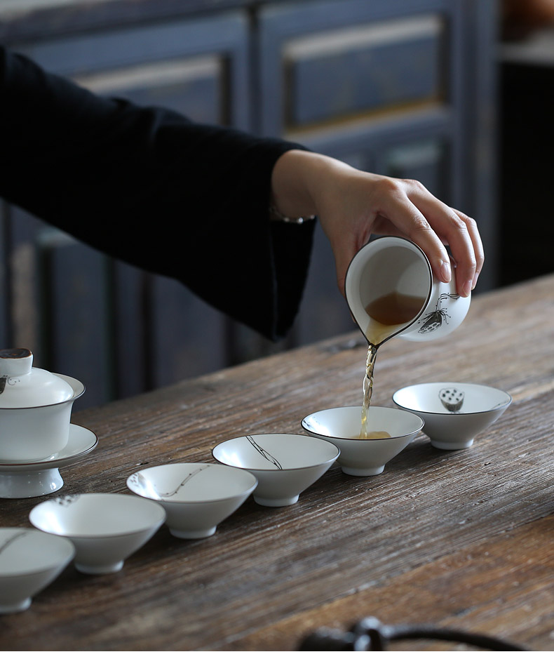 Jun ware up porcelain kung fu tea set the features of a complete set of hand - made of ceramic tureen household set of 6 cups