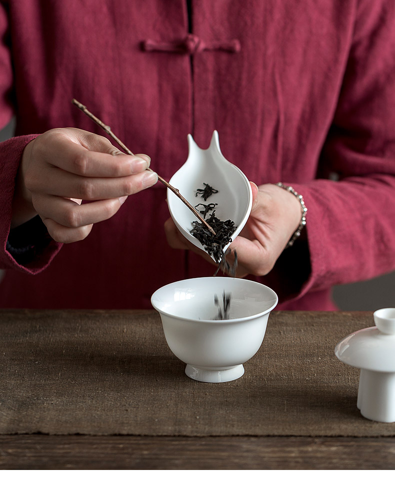 Jun ware fat white petals tea holder zen to watch kung fu tea tea ceramics parts household with tea, tea tea zero shovel