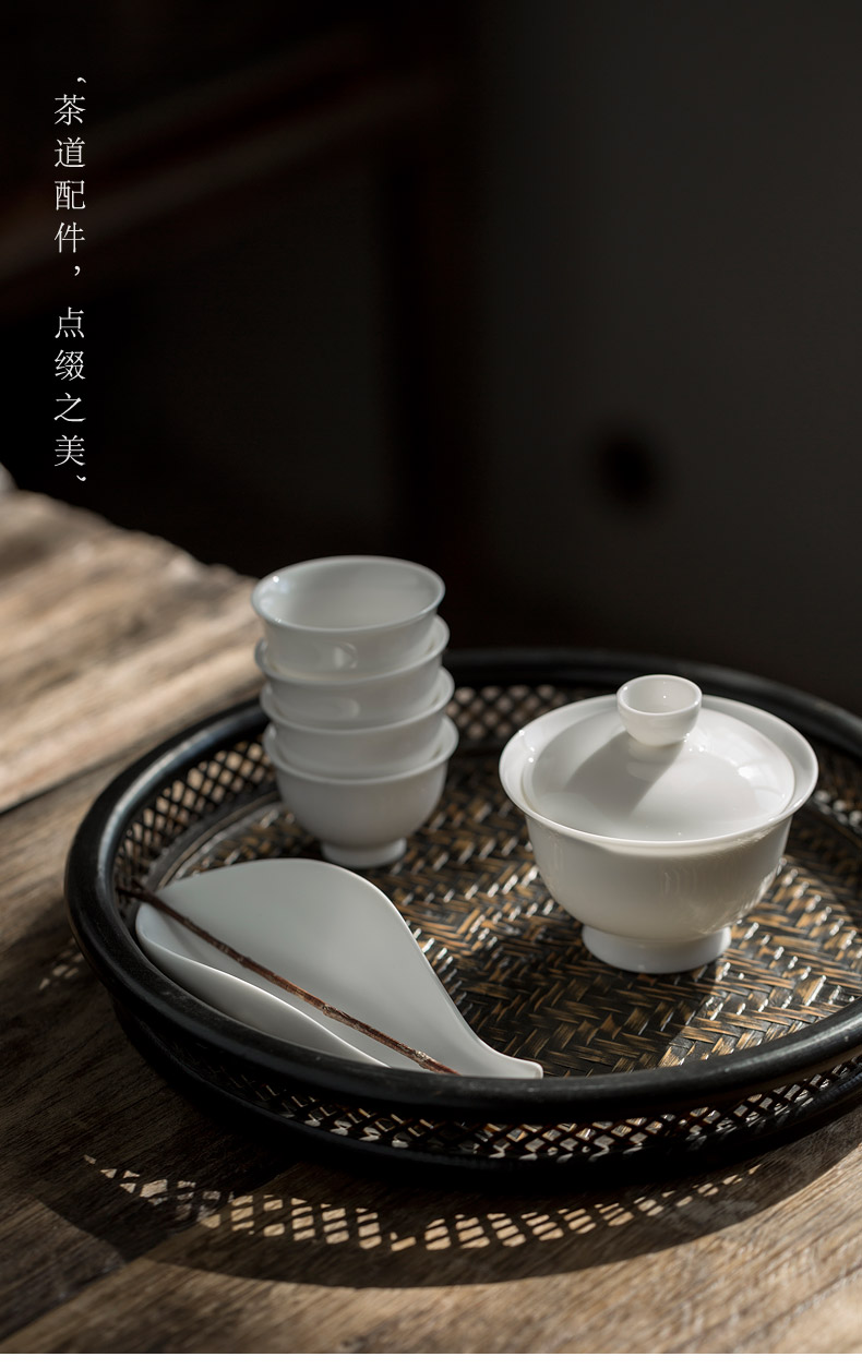 Jun ware fat white petals tea holder zen to watch kung fu tea tea ceramics parts household with tea, tea tea zero shovel