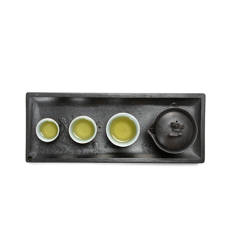 Jun ware zen wind dry terms plate of large size coarse pottery tea tray of black kung fu tea set full ceramic saucer dish home tea table