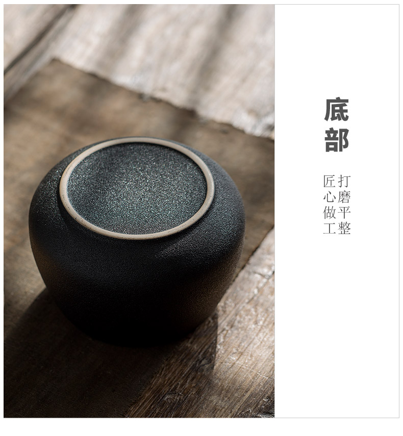 Jun ware built black pottery tea wash water, after the zen with cover ceramic tea set tea cylinder parts of household hot Japanese bucket