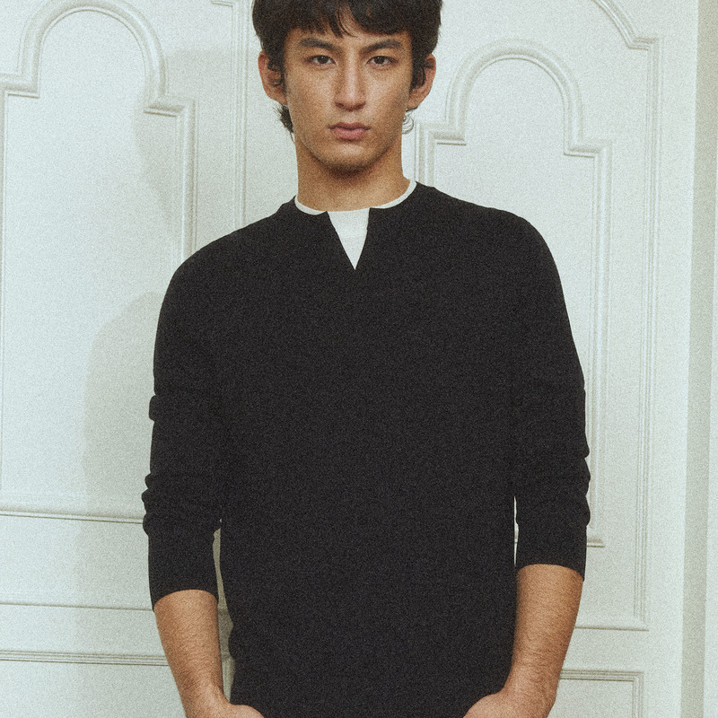 【Green Label】Haonanhuang Old Money Style 100S 16 Micron 100% Pure Gold Wool Fake Two-Piece Long Sleeve