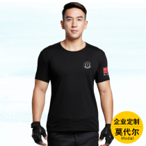 Security security summer uniform black short sleeve T-shirt duty training overalls set mens summer quick-drying training T-shirt