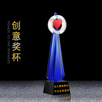 Trophy love creative high-grade crystal custom-made free design typesetting lettering honors awards outstanding employees