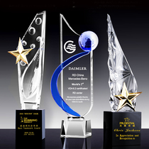 Creative High-end Crystal Trophy Custom Set Up For Free Lettering Champion Competition Company Excellent Staff Glory Awards