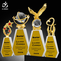 Crystal trophy high-grade atmospheric custom high-grade marble Metal Company Awards honors custom-made lettering medals
