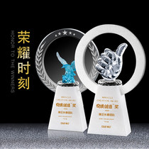 Trophy Medal Customized Annual Meeting Upscale Atmospheric Marble Crystal Metal Creative staff to set up a championship