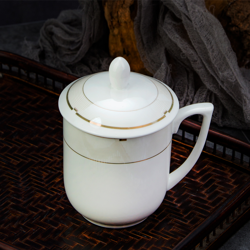 Jingdezhen ceramic cups with cover the office meeting room home office cup tea cup 10 cups only suits for
