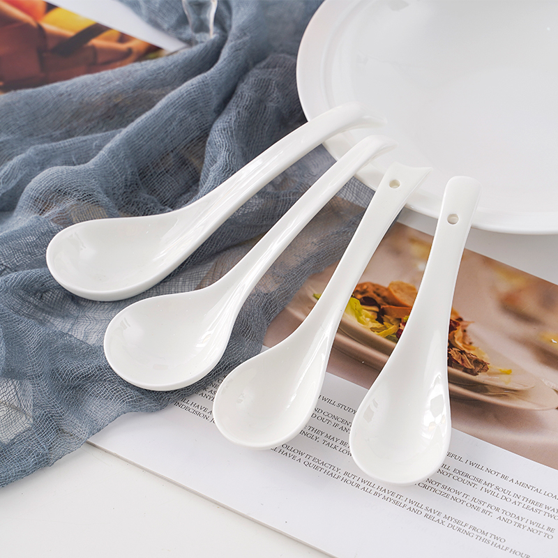 Jingdezhen pure white ipads porcelain run child household ceramics tablespoon rice spoon run porcelain run small spoon, spoon