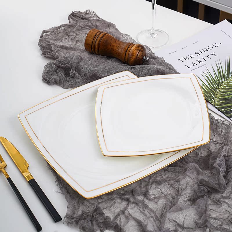 Jingdezhen porcelain dish square plate European - style beefsteak ipads plate of household food dish up phnom penh flat