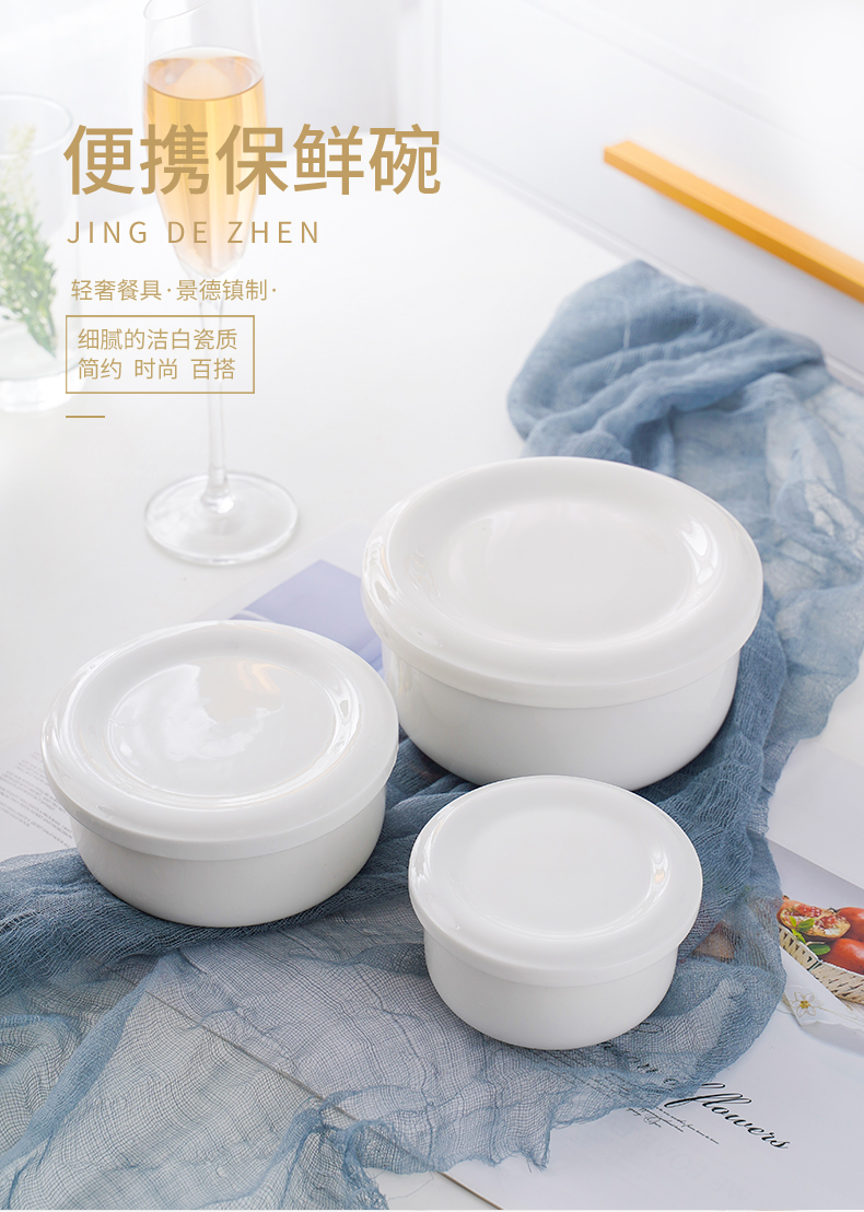 Jingdezhen ceramic bowl with cover lunch box microwave preservation bowl mercifully big rainbow such use students tureen steaming ipads porcelain bowl with cover