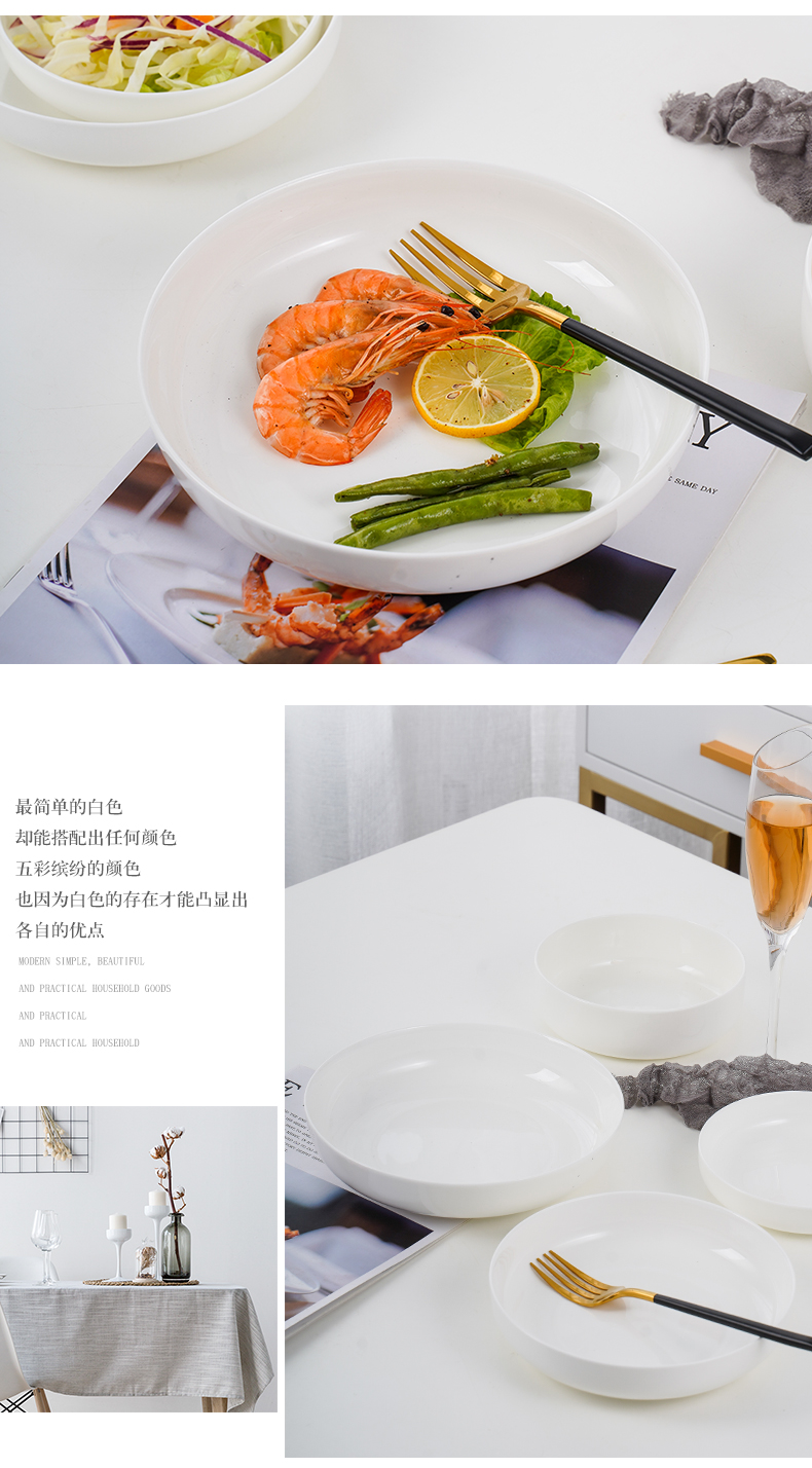 Jingdezhen pure white ipads porcelain child soup plate deep dish plate FanPan ceramic circular nest deep orifice plate