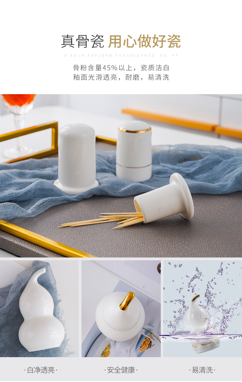 Jingdezhen ceramic toothpicks extinguishers pure white up phnom penh ipads porcelain tooth sign/toothpick box of creative restaurant gourd toothpick