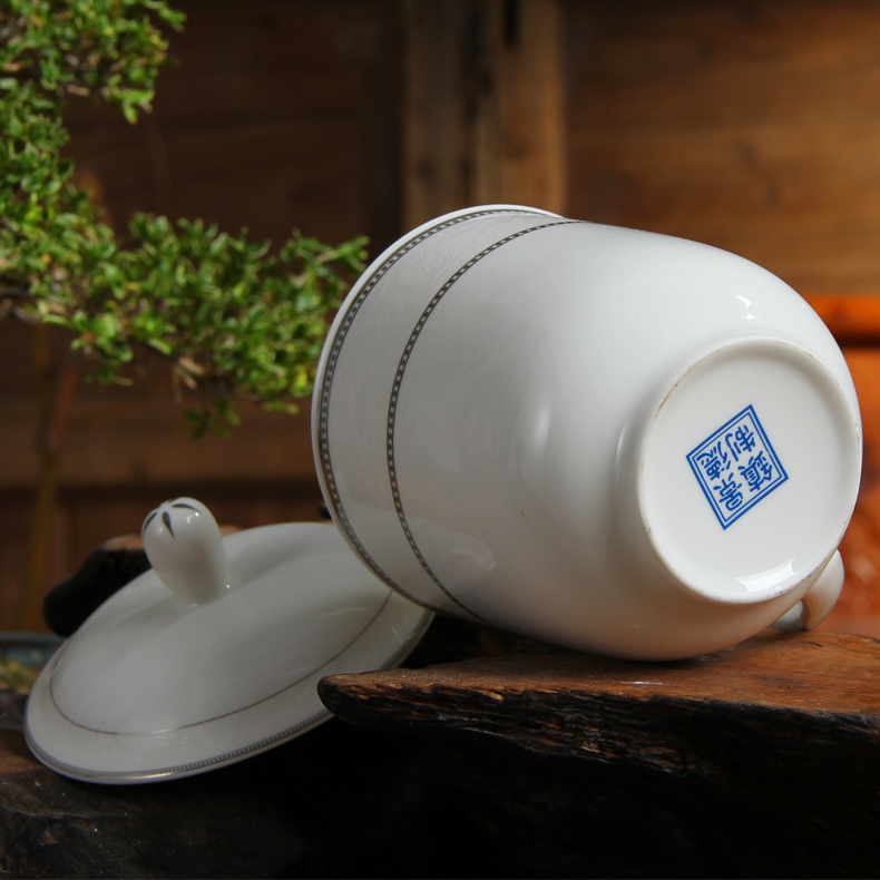 Jingdezhen ceramic cups with cover glass office meeting ipads porcelain cup silver gift custom LOGO