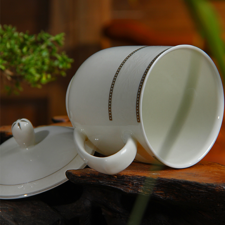 Jingdezhen ceramic cups with cover glass office meeting ipads porcelain cup silver gift custom LOGO