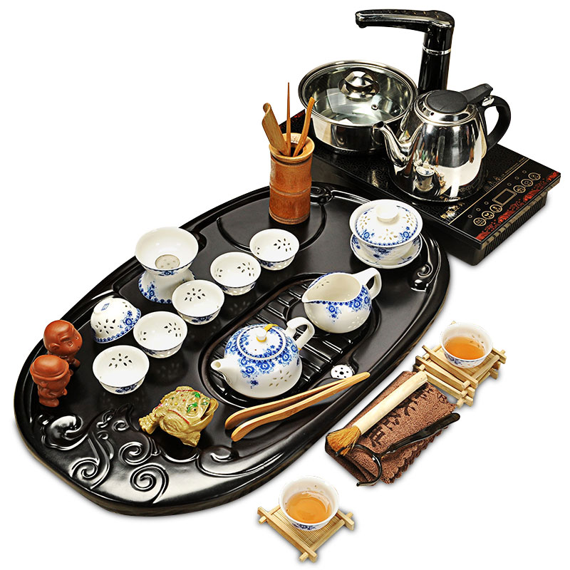 Hui, make tea blocks sharply tea tray was solid wood tea table of a complete set of violet arenaceous kung fu tea set of a complete set of induction cooker