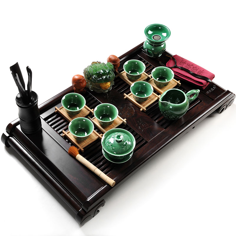 Hui make kung fu tea tea tray ebony wood tea sets suit your up celadon ceramic tea set