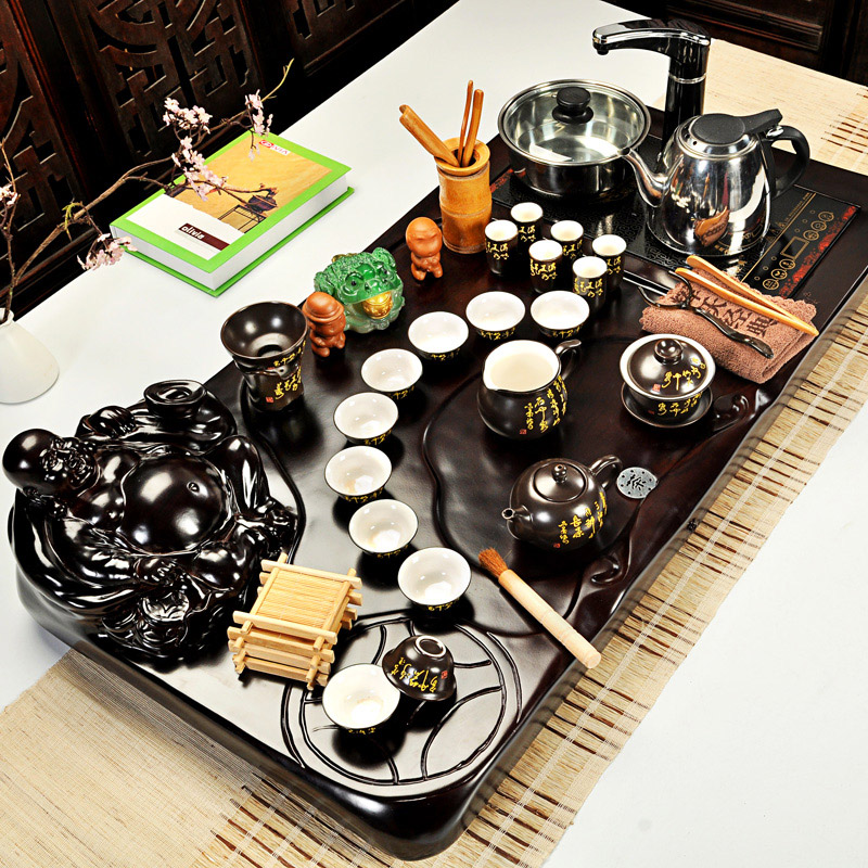 Hui, make tea violet arenaceous kung fu tea ice crack of a complete set of tea service of a complete set of electric magnetic furnace technology tea tray