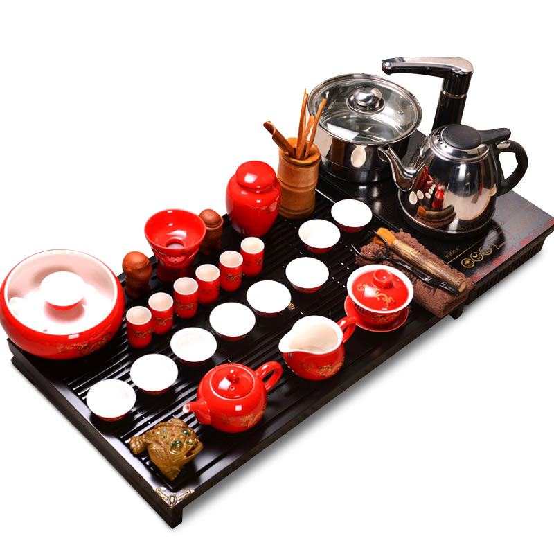 Jinlong hui make black glaze porcelain tea sets of a complete set of kung fu tea set porcelain induction cooker