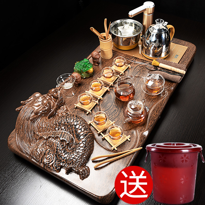 Hui make contracted tea tea set purple kung fu suit household automatic tea tea taking of a complete set of solid wood tea tray