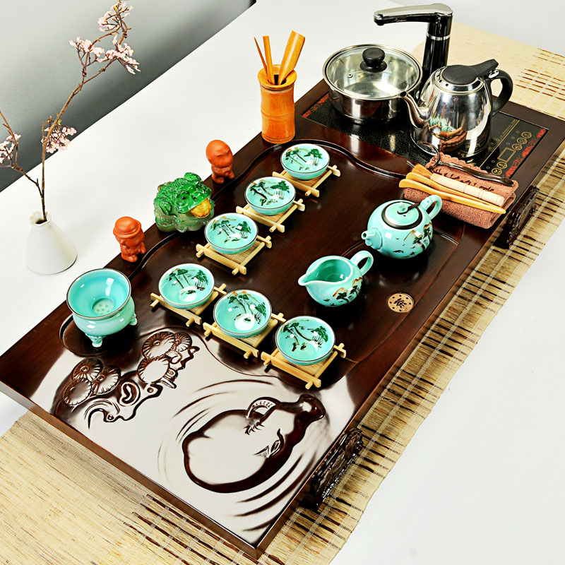 Hui, make tea sets kung fu tea set induction cooker solid wood tea tray tea violet arenaceous your up of a complete set of four